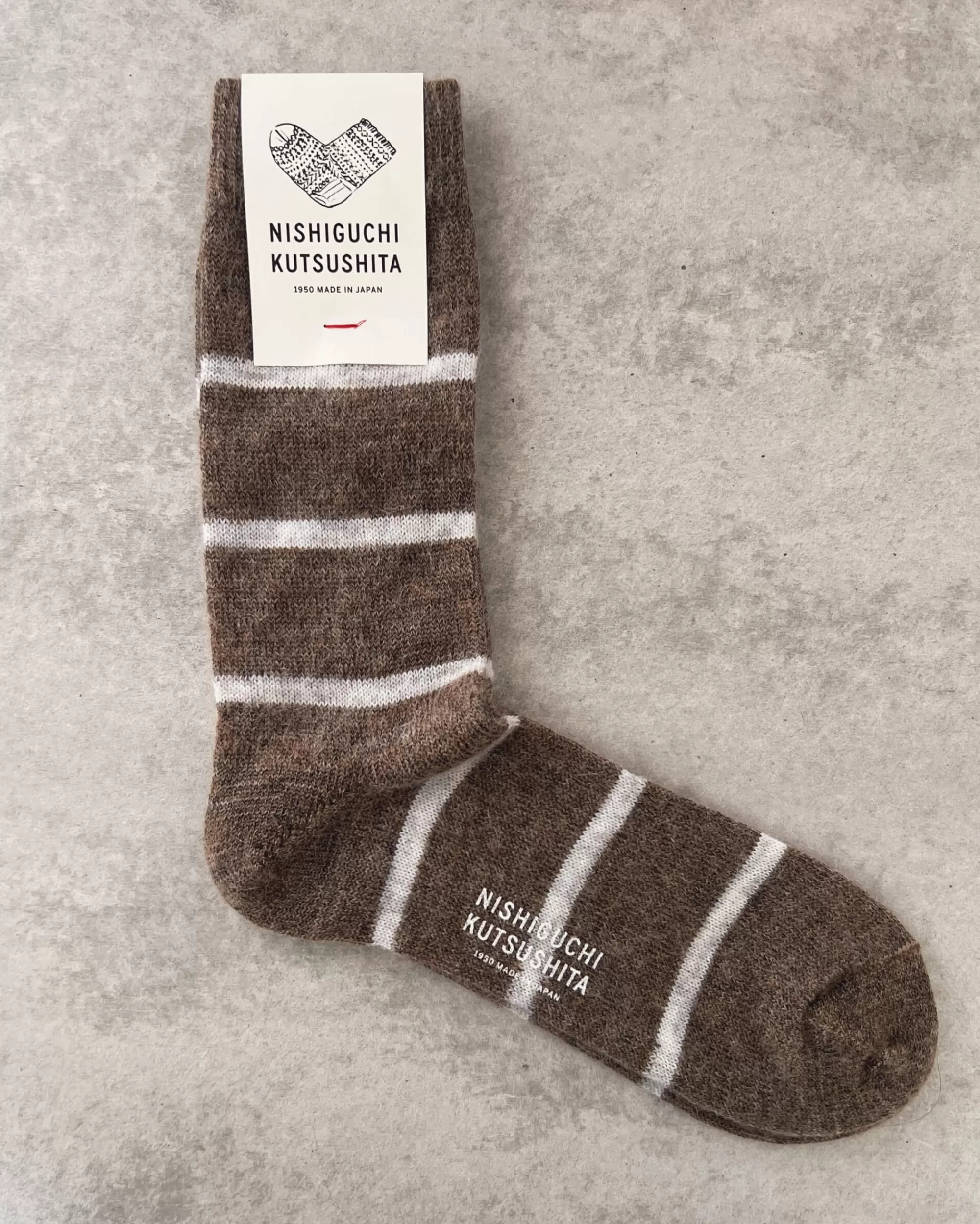 nishiguchi kutsushita : Chaussettes Oslo Mohair Avec Bordure En Laine New