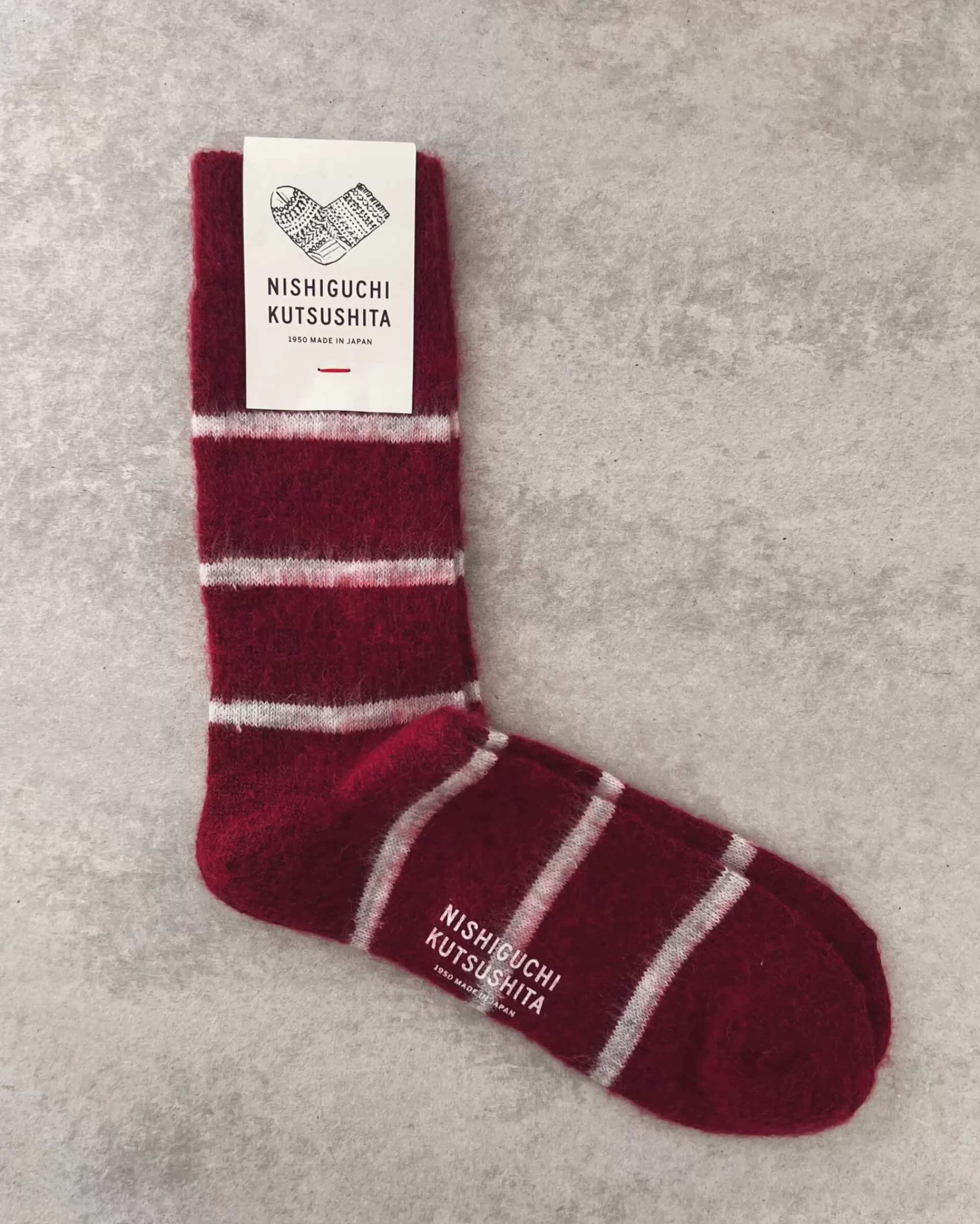 nishiguchi kutsushita : Chaussettes Oslo Mohair Avec Bordure En Laine New