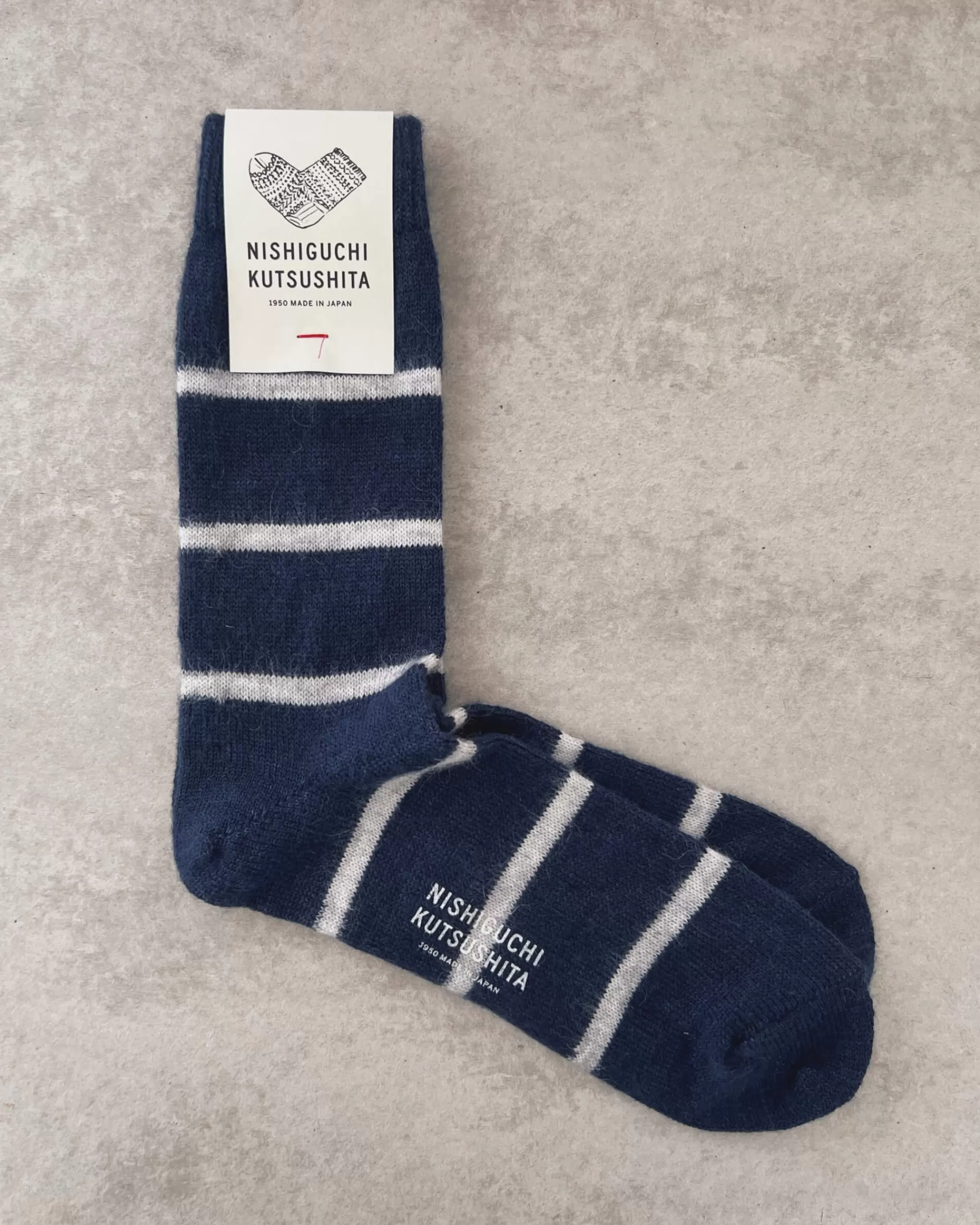 nishiguchi kutsushita : Chaussettes Oslo Mohair Avec Bordure En Laine New