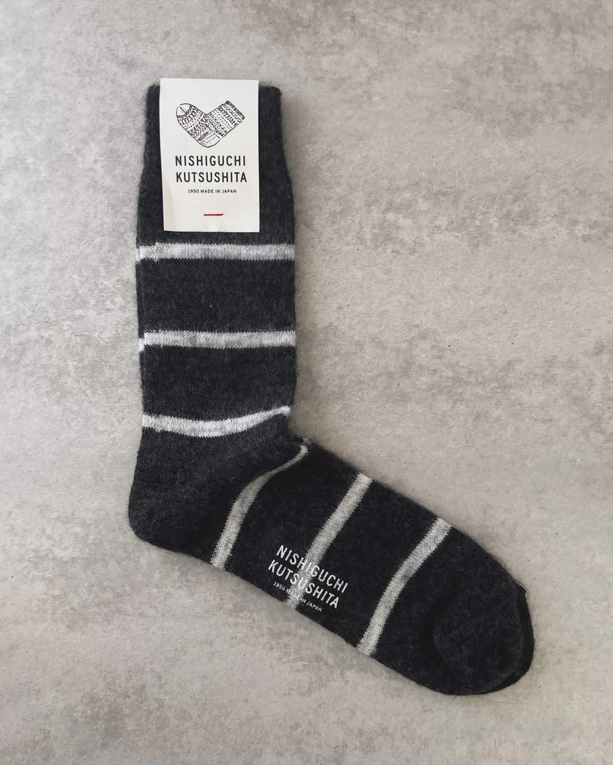 nishiguchi kutsushita : Chaussettes Oslo Mohair Avec Bordure En Laine New