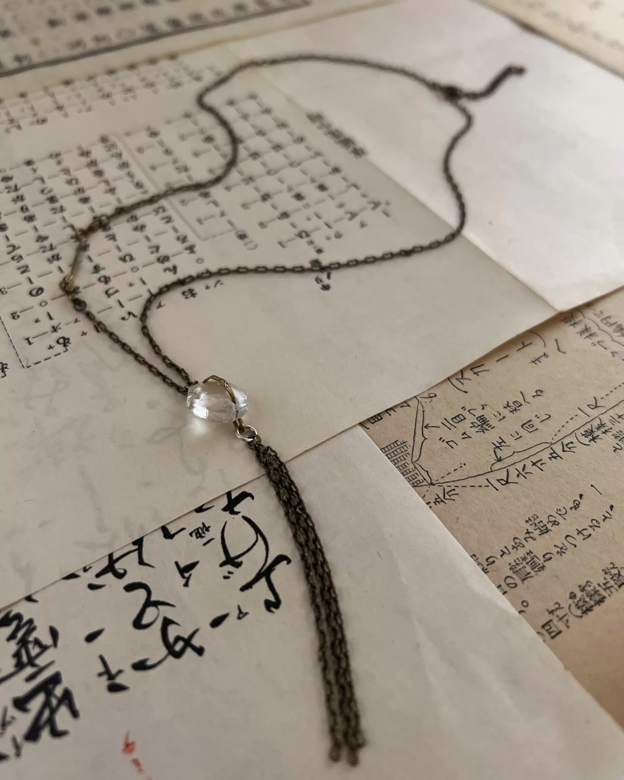tabito : Collier Vintage En Laiton Et Verre Lustre Best Sale