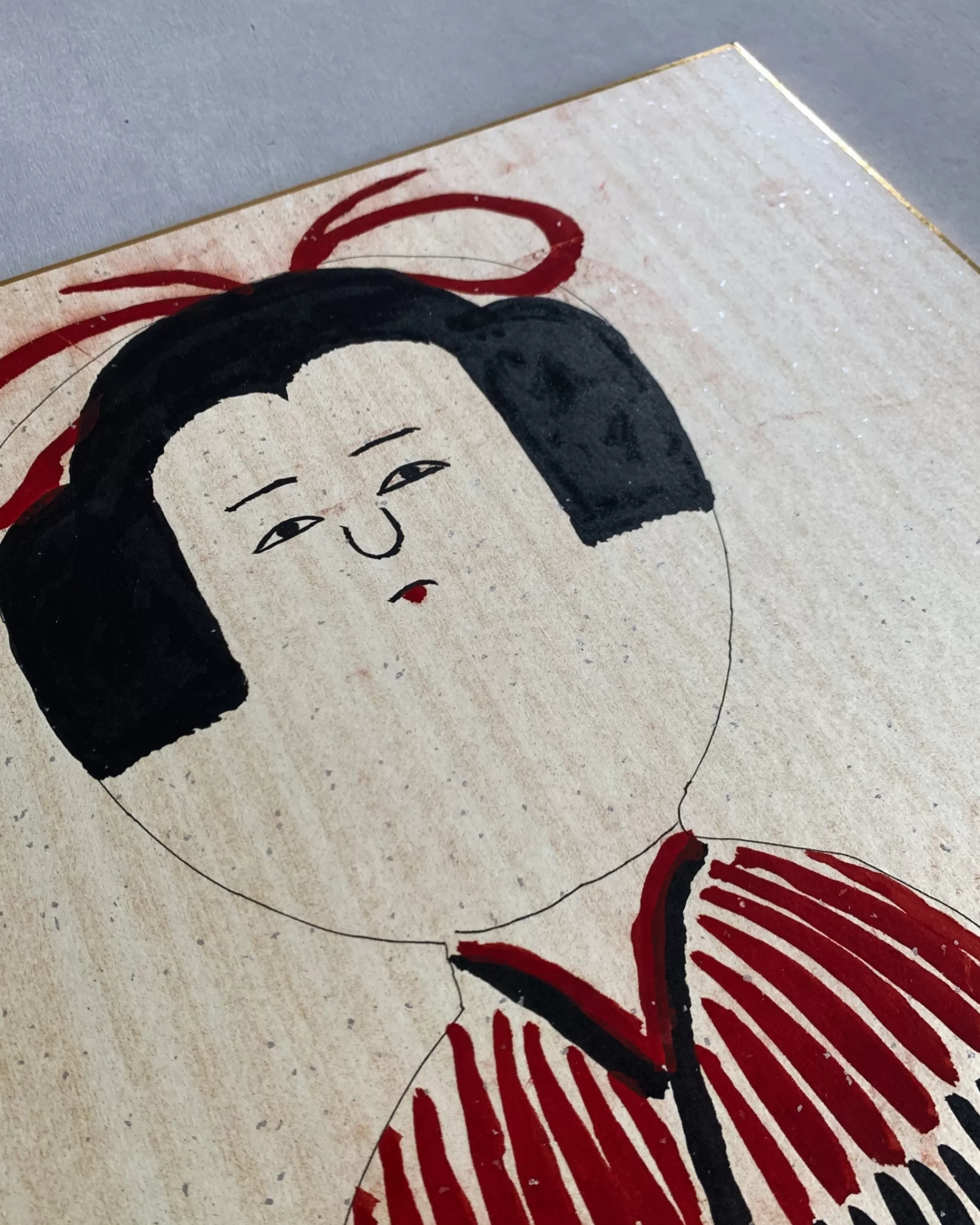 the maker Vintage Shikishi Kokeshi Peinture Grand Outlet