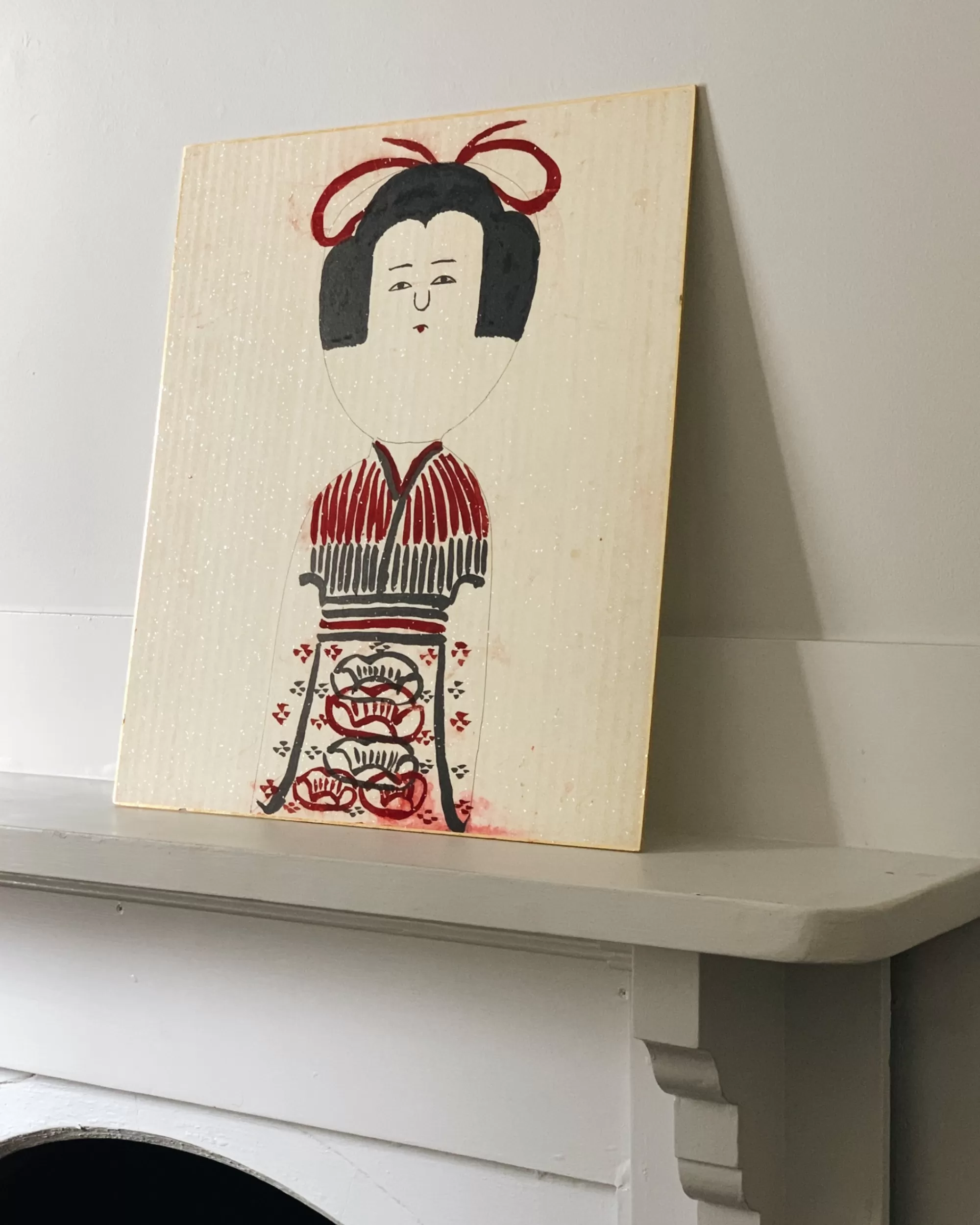 the maker Vintage Shikishi Kokeshi Peinture Grand Outlet